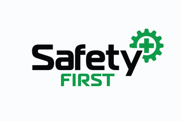 safety construction logo, safety first lettering logo