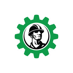 safety first logo with man concept