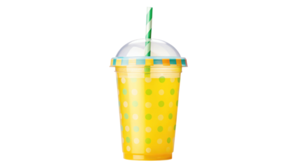 Refreshing lemonade cup with straw, perfect for summer enjoyment