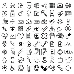 Medicine And Healthcare Icon Set. pill icon set. Medicament and pharmaceutical symbol. medical design element.