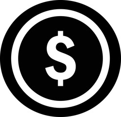 Simple Dollar coin in black. Finance and business icon. Money sign