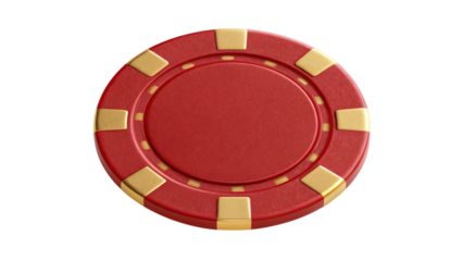 single red poker chip with golden edges, perfect for casino games