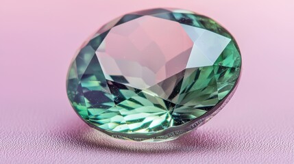 Fototapeta premium Faceted teal gem reflecting on pink