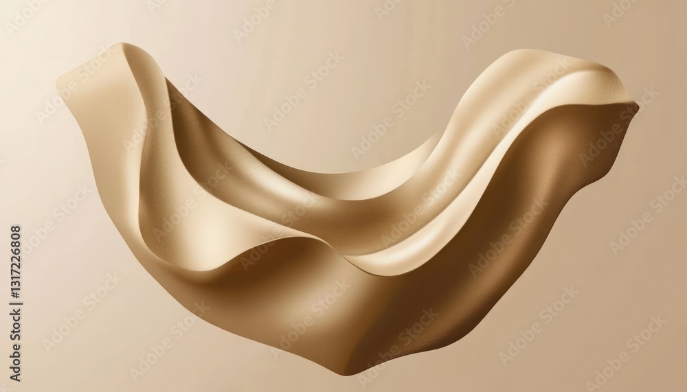 Poster abstract 3d rendering of flowing fabric in sepia tones smooth gradient with subtle texture on neutra