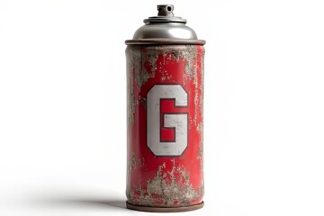 Rusted Red Spray Paint Can with G Letter Design