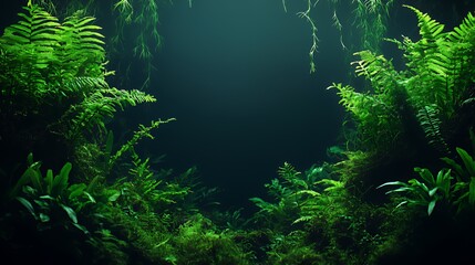 Lush Green Aquatic Plants Under Dark Water