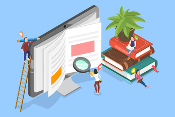 3D Isometric Flat Vector Illustration of Self Care Literature, Books For Personal Growth And Development