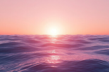 Fototapeta premium Serene ocean waves illuminated by a vibrant pink and orange sunset sky, reflecting tranquil beauty and peacefulness.