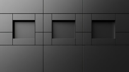 Close-Up of Minimalist Gray Metal Building Facade Featuring Square Openings and Smooth Textures
