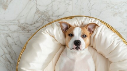 Luxury Accessories for Pet Concept, Premium Pet Hammock Made from Fine Silk with Elegant Gold Frame for Luxurious Comfort