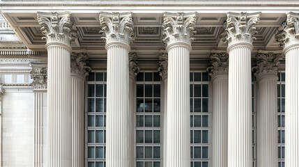 Classical Ornate Stone Columns And Windows Facade Details Grand Building Exterior Daytime Architectural Photography Urban City