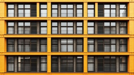 Fototapeta premium Striking Urban Industrial Building with Vibrant Yellow Facade and Modern Design Elements