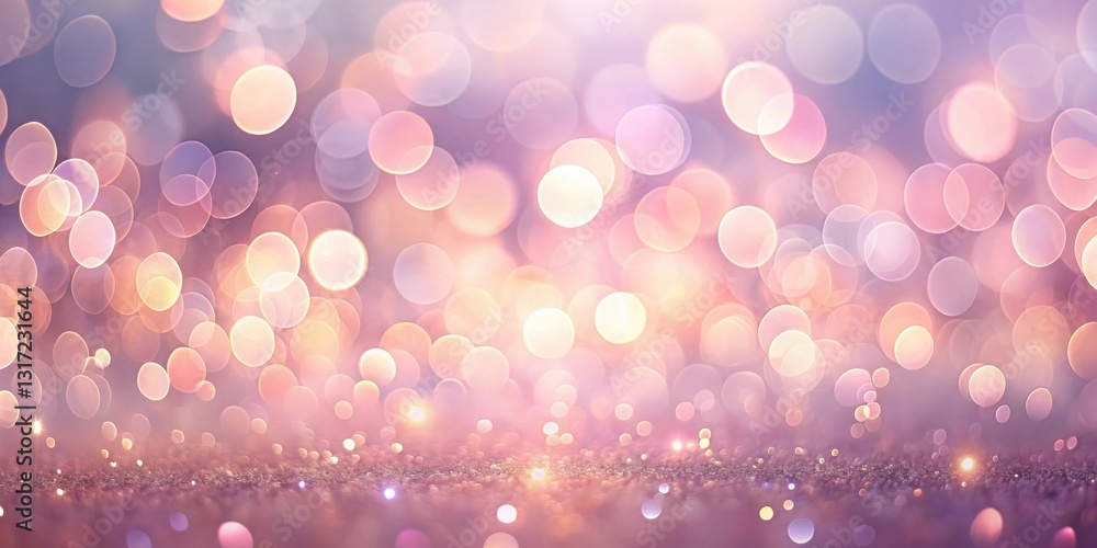 Poster Sparkling Abstract Background with a Soft Purple and Pink Gradient Featuring a Blurred Bokeh Effect and Glittering Texture