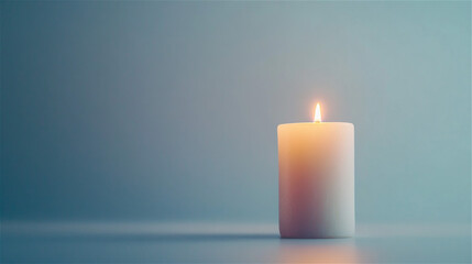 柔らかな光を放つロウソクが白い背景に映える美しい構図。generative ai