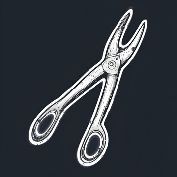 schroeder tenaculum forceps doodle icon, vector illustration