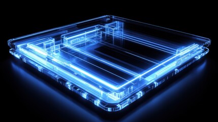 Obraz premium Abstract Glowing Blue Glass Structure