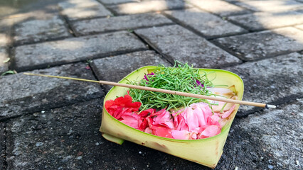 Offering flowers in Bali