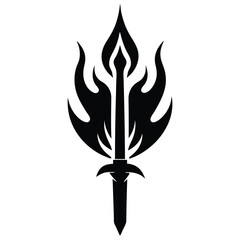 flaming sword icon silhouette