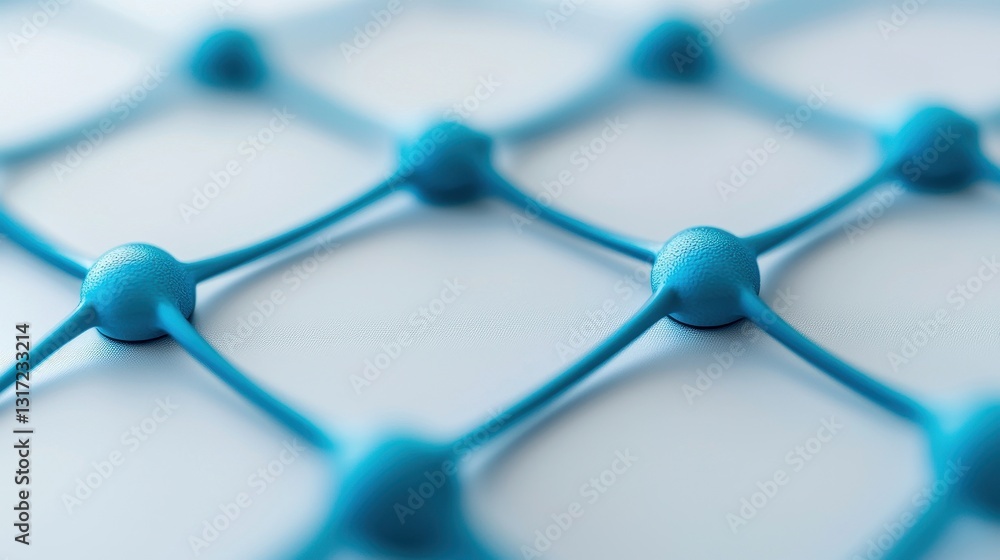 Poster blue network structure with connected nodes and intersections