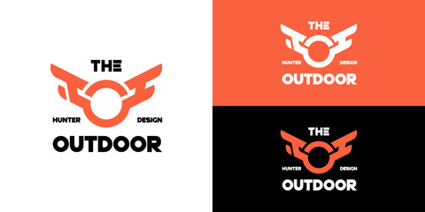 Hunting logo icon design for outdoor adventure hunt sports club brand identity, Hunter logo symbol design for podcast radio show about hunting and business identity, Vintage illustration inspiration