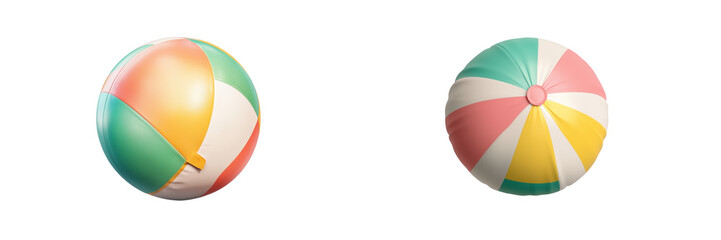 Summer fun photography close-up of colorful beach balls on transparent bg