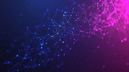 Fototapeta premium Abstract Network Connections with Colorful Lights in Blue and Pink