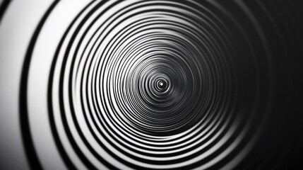 Obraz premium Abstract Black and White Spiral Tunnel Design: Hypnotic Concentric Circles Pattern