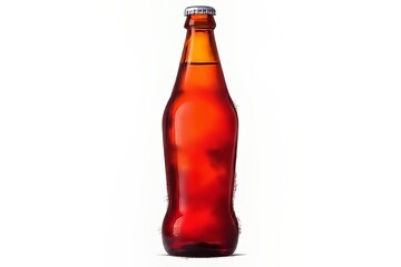 Vibrant Red Glass Bottle of Drink - Closeup Image