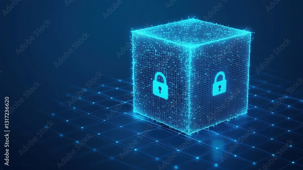Poster digital secure data storage with lock icon for privacy concept