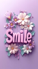 
Logo with elegant style featuring the text "Smile", a flower theme, and a solid background in pastel purple and pink colors. 