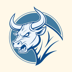 Aggressive Bull Head Vector Design with Fierce Expression