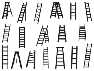 LADDERS SILHOUETTE WHITE BACKGROUND