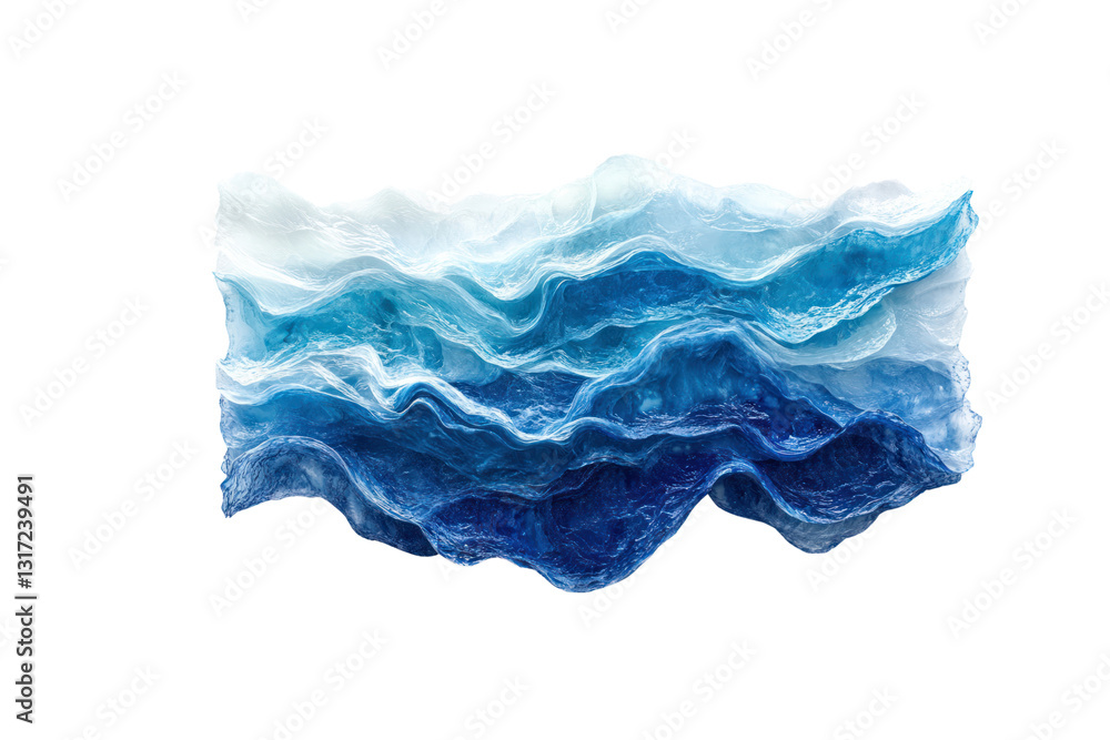 Poster high-angle view of ocean waves with varying shades of blue, showing the deep water transitioning int