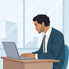 young businessman working on laptop