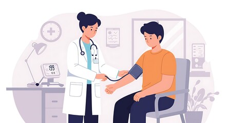Doctor Checking Patient Blood Pressure During Consultation Medical Examination