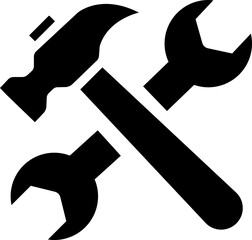 wrench and Hammer tool icon. screw cross wrench Black flat. Repair service symbol