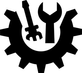 wrench and screwdriver tool icon. screw wrench Black flat. Repair service symbol
