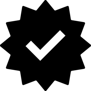 Check mark. Black tick verified badge icon. Approved profile sign. Tick in rounded corners star. Social media official account tick symbol. Top page logo. Safety person in web.