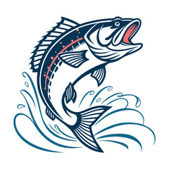 Vintage-Style Illustration of a Fisherman Catching a Large Fish .