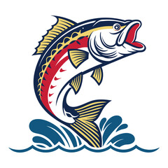 Vintage-Style Illustration of a Fisherman Catching a Large Fish .