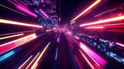 Obraz premium Luminous Data Stream: A Dynamic and Vibrant Visualization of Digital Transmission