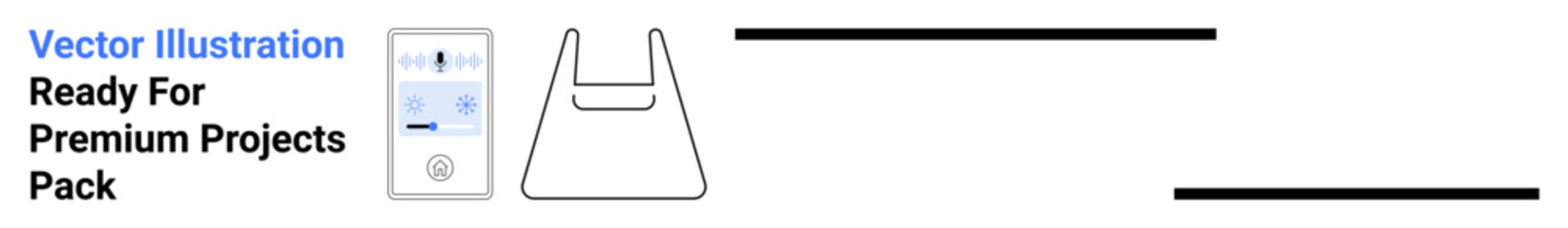 Digital screen interface, shopping bag contour, and horizontal lines blend minimalism and technology. Ideal for retail, shopping, UIUX, digital tools, clean layouts, e-commerce flat landing page