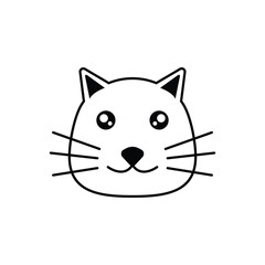 cute cat face logo design concept line style