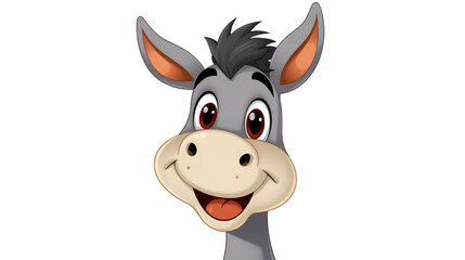 A cheerful cartoon donkey with a friendly expression and a cute appearance. isolated on white background.