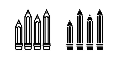 Set of Pencil icons. Flat illustration of icons on a white background