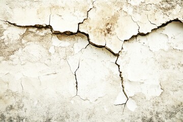 Obraz premium Rough Cracked Wall with Aged Sepia-Toned Texture, Featuring Intricate Patterns of Cracks and Crevices in Old Plaster for Background Design