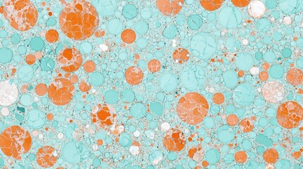 Colorful Abstract Marble Texture with Circles in Turquoise and Orange