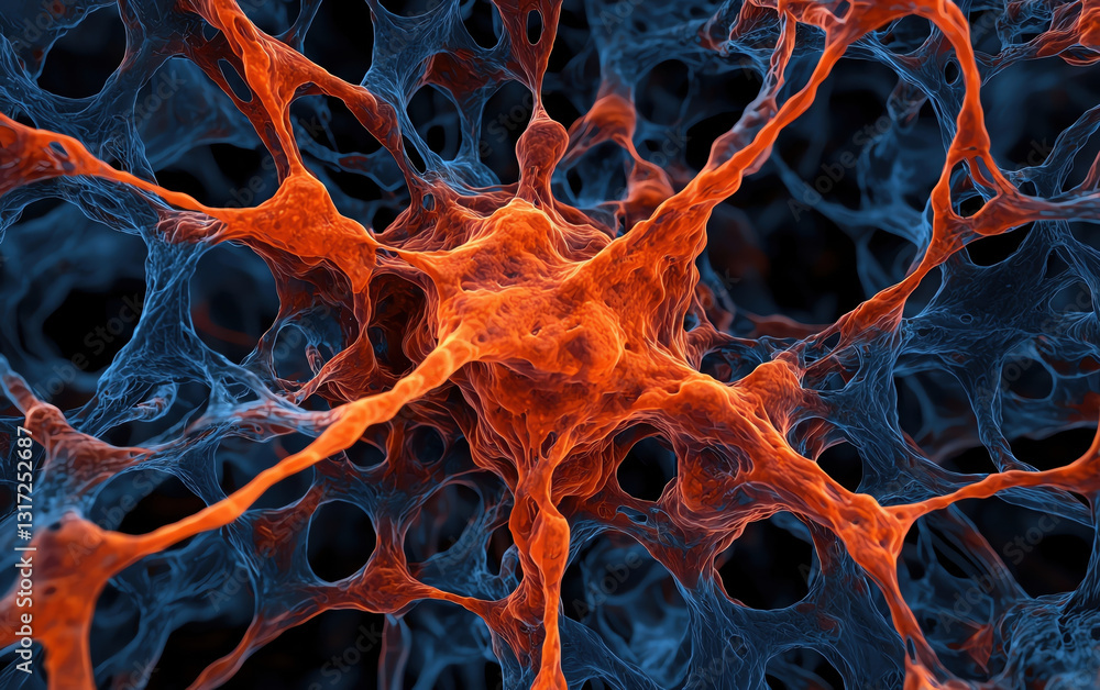 Poster vibrant abstract image of interconnected neurons showcasing neural activity