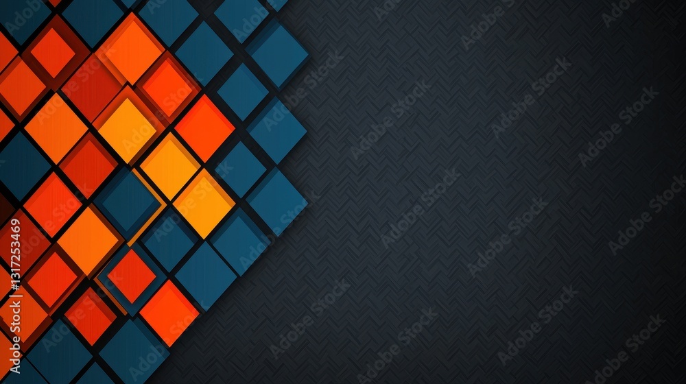 Poster abstract geometric background with colorful 3d squares and textures