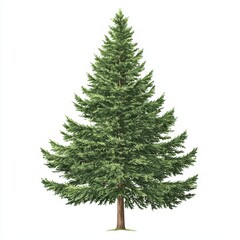 Fototapeta premium Tall and Sturdy Evergreen Cedar Tree with Lush Green Foliage Against a White Background